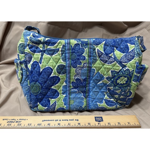 Vera Bradley Daisy Doodle Green/Blue Multi Pocket Shoulder Bag - Picture 1 of 10